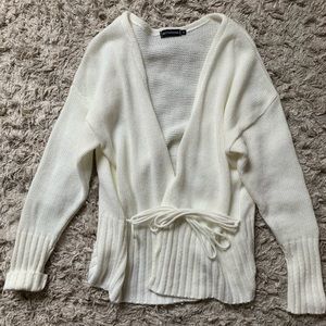 Prettylittlething waist tie sweater